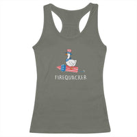 Funny July 4th Goose Racerback Tank Top Patriotic Goose Firework Firequacker Independence Day - Wonder Print Shop