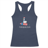 Funny July 4th Goose Racerback Tank Top Patriotic Goose Firework Firequacker Independence Day - Wonder Print Shop