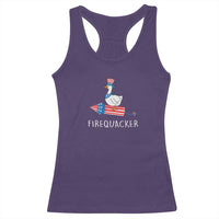 Funny July 4th Goose Racerback Tank Top Patriotic Goose Firework Firequacker Independence Day - Wonder Print Shop