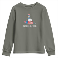 Funny July 4th Goose Youth Sweatshirt Patriotic Goose Firework Firequacker Independence Day - Wonder Print Shop