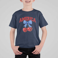 America Cherry Coquette Bow T Shirt For Kid 4th of July Patriotic - Wonder Print Shop
