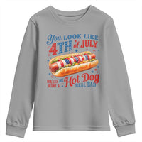 You Look Like 4th of July Hot Dog Youth Sweatshirt Funny Patriotic Food Meme - Wonder Print Shop