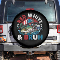 Funny Fishing Spare Tire Cover Red White Bruh Fisherman Gift American Flag - Wonder Print Shop