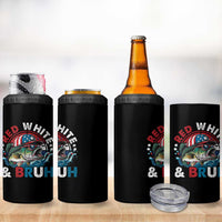 Funny Fishing 4 in 1 Can Cooler Tumbler Red White Bruh Fisherman Gift American Flag - Wonder Print Shop