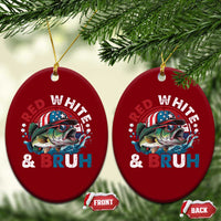 Funny Fishing Ceramic Ornament Red White Bruh Fisherman Gift American Flag - Wonder Print Shop