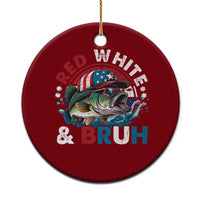 Funny Fishing Ceramic Ornament Red White Bruh Fisherman Gift American Flag - Wonder Print Shop
