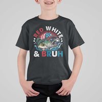 Funny Fishing T Shirt For Kid Red White Bruh Fisherman Gift American Flag - Wonder Print Shop