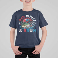 Funny Fishing T Shirt For Kid Red White Bruh Fisherman Gift American Flag - Wonder Print Shop