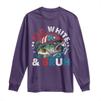Funny Fishing Long Sleeve Shirt Red White Bruh Fisherman Gift American Flag - Wonder Print Shop