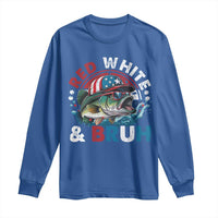 Funny Fishing Long Sleeve Shirt Red White Bruh Fisherman Gift American Flag - Wonder Print Shop