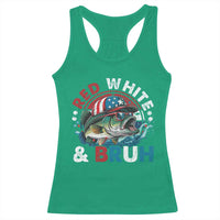 Funny Fishing Racerback Tank Top Red White Bruh Fisherman Gift American Flag - Wonder Print Shop