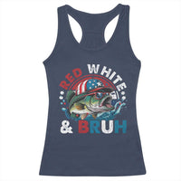 Funny Fishing Racerback Tank Top Red White Bruh Fisherman Gift American Flag - Wonder Print Shop