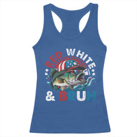 Funny Fishing Racerback Tank Top Red White Bruh Fisherman Gift American Flag - Wonder Print Shop
