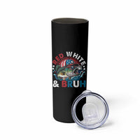 Funny Fishing Skinny Tumbler Red White Bruh Fisherman Gift American Flag - Wonder Print Shop