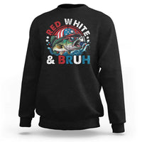 Funny Fishing Sweatshirt Red White Bruh Fisherman Gift American Flag - Wonder Print Shop