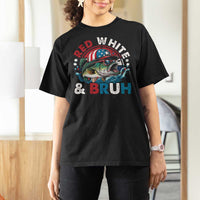 Funny Fishing T Shirt For Women Red White Bruh Fisherman Gift American Flag - Wonder Print Shop