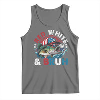 Funny Fishing Tank Top Red White Bruh Fisherman Gift American Flag - Wonder Print Shop
