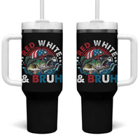 Funny Fishing Tumbler With Handle Red White Bruh Fisherman Gift American Flag - Wonder Print Shop