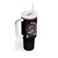 Funny Fishing Tumbler With Handle Red White Bruh Fisherman Gift American Flag - Wonder Print Shop