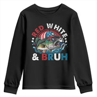 Funny Fishing Youth Sweatshirt Red White Bruh Fisherman Gift American Flag - Wonder Print Shop