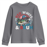 Funny Fishing Youth Sweatshirt Red White Bruh Fisherman Gift American Flag - Wonder Print Shop