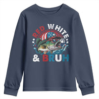Funny Fishing Youth Sweatshirt Red White Bruh Fisherman Gift American Flag - Wonder Print Shop