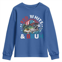 Funny Fishing Youth Sweatshirt Red White Bruh Fisherman Gift American Flag - Wonder Print Shop
