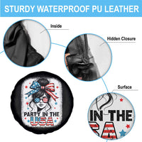Party In USA Girls 4th of July Spare Tire Cover Messy Bun USA - Wonder Print Shop