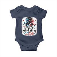 Party In USA Girls 4th of July Baby Onesie Messy Bun USA - Wonder Print Shop