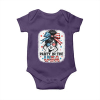 Party In USA Girls 4th of July Baby Onesie Messy Bun USA - Wonder Print Shop