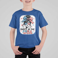 Party In USA Girls 4th of July T Shirt For Kid Messy Bun USA - Wonder Print Shop