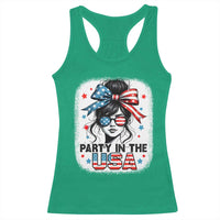 Party In USA Girls 4th of July Racerback Tank Top Messy Bun USA - Wonder Print Shop