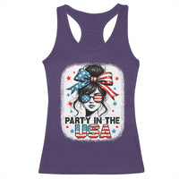 Party In USA Girls 4th of July Racerback Tank Top Messy Bun USA - Wonder Print Shop