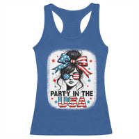 Party In USA Girls 4th of July Racerback Tank Top Messy Bun USA - Wonder Print Shop