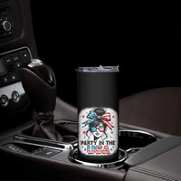 Party In USA Girls 4th of July Skinny Tumbler Messy Bun USA - Wonder Print Shop