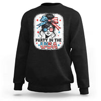 Party In USA Girls 4th of July Sweatshirt Messy Bun USA - Wonder Print Shop