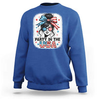 Party In USA Girls 4th of July Sweatshirt Messy Bun USA - Wonder Print Shop
