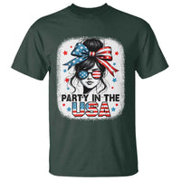 Party In USA Girls 4th of July T Shirt Messy Bun USA - Wonder Print Shop