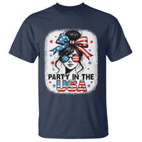 Party In USA Girls 4th of July T Shirt Messy Bun USA - Wonder Print Shop