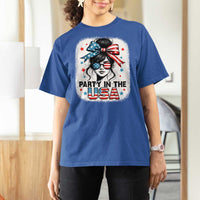 Party In USA Girls 4th of July T Shirt For Women Messy Bun USA - Wonder Print Shop