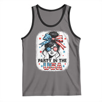 Party In USA Girls 4th of July Tank Top Messy Bun USA - Wonder Print Shop
