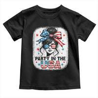 Party In USA Girls 4th of July Toddler T Shirt Messy Bun USA - Wonder Print Shop