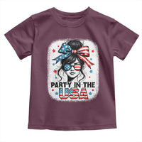 Party In USA Girls 4th of July Toddler T Shirt Messy Bun USA - Wonder Print Shop