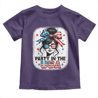 Party In USA Girls 4th of July Toddler T Shirt Messy Bun USA - Wonder Print Shop