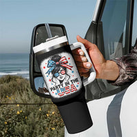 Party In USA Girls 4th of July Tumbler With Handle Messy Bun USA - Wonder Print Shop