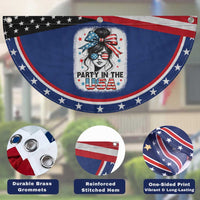 Party In USA Girls 4th of July Patriotic Fan Flag Messy Bun USA