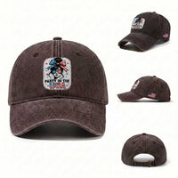 Party In USA Girls 4th of July Washed Cotton Baseball Cap Messy Bun USA