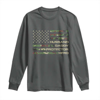 Husband Daddy Protector Hero Long Sleeve Shirt Camo American Flag Fathers Day Gifts For Husband Hubby Dad