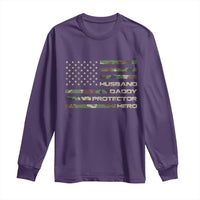Husband Daddy Protector Hero Long Sleeve Shirt Camo American Flag Fathers Day Gifts For Husband Hubby Dad