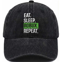 Eat Sleep Roblox Repeat Washed Cotton Baseball Cap Funny Video Game Lovers Gamers